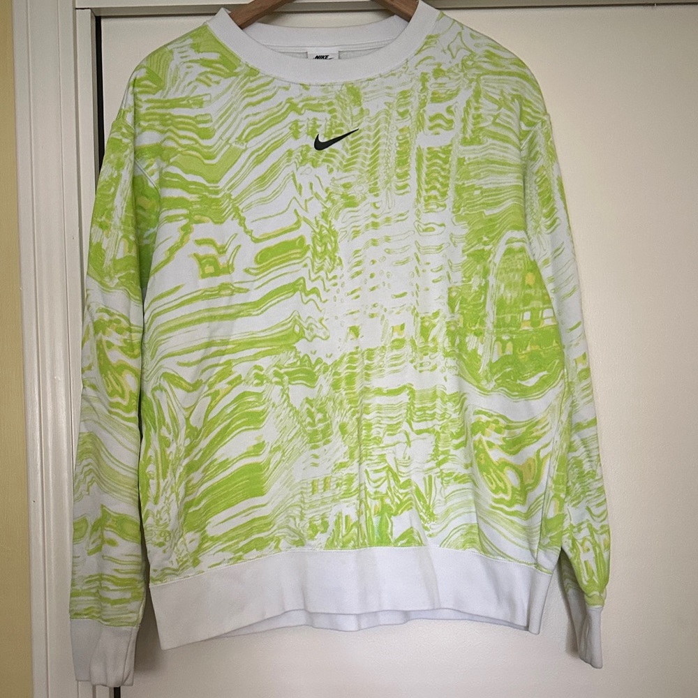 Nike Vibrant Green and White Crewneck Sweatshirt